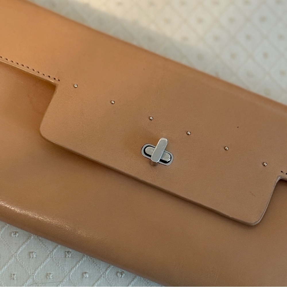 Monsac Tan Leather Minimalist Shoulder Bag. Preowned. 10 1/2” long X 5” high. - Picture 2 of 14